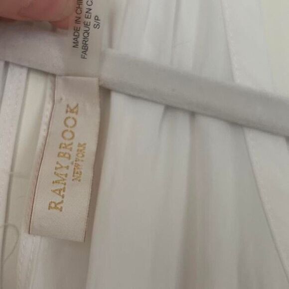 Ramy Brook White Silky Beaded Ruffle Halter Top – Glam Resort Style (Size Small) - Picture 5 of 7